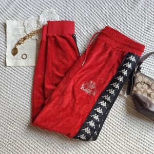 Kappa Womens Red and Black Joggers With Rhinestones Size Medium